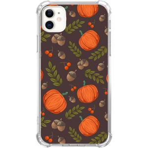 Aesthetic Autumn Pumpkin Phone Case Compatible with iPhone 12/iPhone 12 Pro, Fall Leaves Pine Cone Pattern Case for Girls Boys Women Men, Trendy TPU Bumper Cover for iPhone 12/iPhone 12 Pro