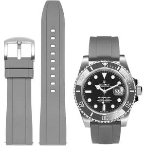 Watch Band Quick Release Fluororubber 19mm 20mm 21mm 22mm Soft Durable Universal FKM Rubber Replacement Band Strap for Men Women (Grey)