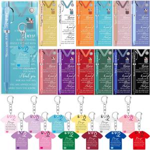 Jetec Nurse Appreciation Week Gift Bulk for Women Men Graduation Students Bookmark Card Ballpoint Pen Keychain(12 Sets)
