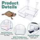 PINVNBY Hanging Turtle Basking Platform Adjustable Floating Turtle Dock with Guardrail and Ramp Acrylic Transparent Basking Platform for Aquatic Turtles Tortoise Tank Accessories Decor (Large)