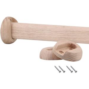 Wooden Oval Closet Rod with End Supports, 50 cm Polished Wood Wardrobe Hanging Rod, Oval Shape for Enhanced Strength, Multi-Purpose Use for Closets, Wardrobes, and DIY Projects (19.7" Oval)