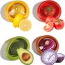 2 x Silicon Avocado, Saver And Tomato, Holder - Set Of 4 Reusable Storage Containers For Fridge - Fresh Pods Food Storage For Garlic, Onions, Lemons,orange
