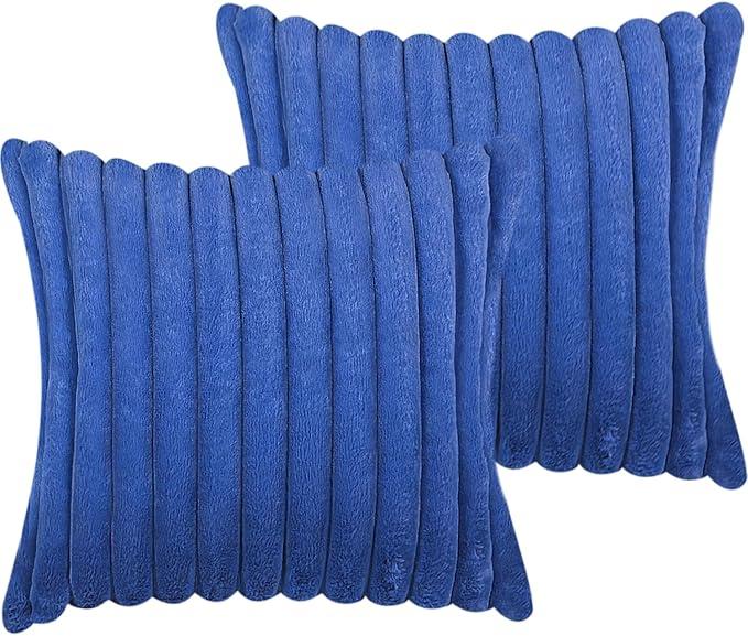 18x18 Throw Pillow Covers Set of 2, Decorative Faux Fur Covers for Bed, Couch Soft Fluffy Pillow Cover with Velvet Back for Living Room, Neutral Home Dcor Accent for Sofa - Cream White