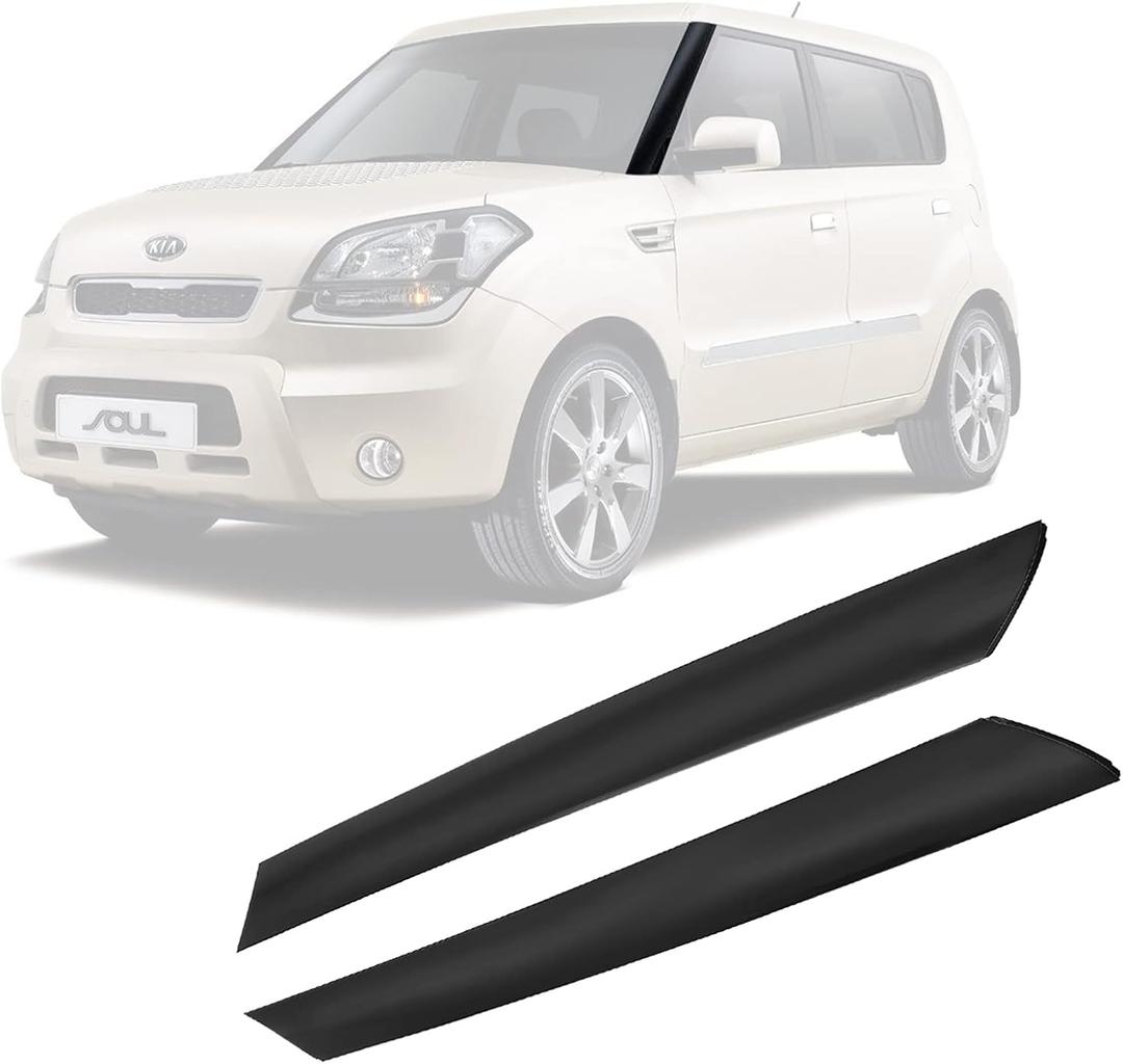Windshield A-Pillar Trim Molding Set, Compatible with Kia Soul 2010 2011 2012 2013, Front Outer Right Passenger & Left Driver 861702K500 861802K500 86180-2K500 86170-2K500 Window Outside Accessories
