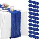 2 Pack Cheesecloth Table Runner 10FT Royal Blue Table Runner Boho Gauze Cheese Cloth Table Runners Long Rustic Sheer Table Decorations for Wedding Party Baby Bridal Shower Birthday Holiday Home