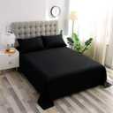 Sfoothome Queen Flat Sheet Black Top Sheet, Premium Hotel 1-Piece, Luxury and Soft 1500 Thread Count Quality Bedding Flat Sheet, Wrinkle-Free, Stain-Resistant