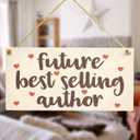 Meijiafei Future Author - Aspiring Writer Author Novelist Love Heart Design Book Lover Gift Sign 10" X 5"