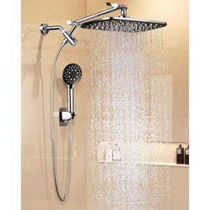 Veken 11.8" Rain Shower Head with Handheld, High Pressure Handheld Shower with Multi Spray Modes, Rainfall Combo with Metal Extension Arm, Detachable Dual Showerhead, Bathroom Decor, Chrome Silver