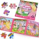Magnetic Puzzles for Kids Ages 4-6, 36-Piece Toddler Travel Toys Princess Puzzles Ages 3-5, Educational Learning Magnets, Ideal Road Trip Activities Toys for 3 4 5 6 Girls
