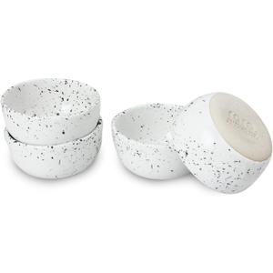 roro Exquisite Handmade Ceramic Stoneware Speckled Spotted White 3.5 in Sauce Bowls - Set of 4 - Versatile, Microwave-Safe, and Dishwasher-Safe Dinnerware