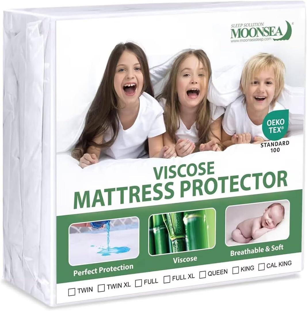 Queen Mattress Protector Waterproof Mattress Cover Queen Size Bed, Skin Friendly and Breathable Mattress Cover, Viscose Jersey Mattress Pad with 18" Deep Pocket