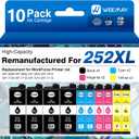 Weemay Remanufactured Ink Cartridges Replacement for Epson 252XL Ink Cartridges for Epson Printer Workforce WF-3640 WF-3620 WF-7720 WF-7710 WF-7620 WF-7610 WF-7210 (4 Black, 2 Cyan 2 Magenta 2 Yellow)