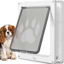CEESC Dog Door for Pets Up to 20 lb, Weatherproof Pet Door for Cats and Dogs, Durable, Snap-in Closing Panel Included, Suitable for Interior and Exterior Doors(Small White)
