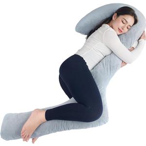 SAHEYER Body Pillow for Side Sleepers, 68 Inch Long Pillow Memory Foam Pillow with Cover, 3-Shaped Full Body Pillow Support Pregnancy - for Back, HIPS, Legs, Belly for Adults (Grey)