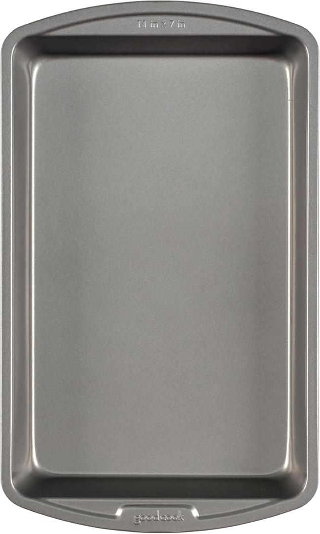 Good Cook Everyday Baking Pan with Scratch-Resistant Metal-Utensil Safe Nonstick, 7 x 11-Inch, Gray
