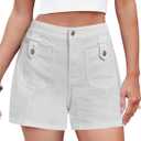 luvamia Jean Shorts for Women High Waisted Wide Leg Elastic Waist Stretchy Denim Jorts Summer Causal Shorts with Pockets (White, XXL)