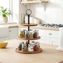 3 Tier Cupcake Stand, Round Wooden Cupcake Display Stand with Metal Handle, Wood Tiered Serving Tray Cupcakes Tower, Rustic Dessert Table Display Holder, for Wedding Tea Party Decor