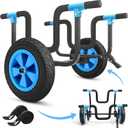 2 in 1 Kayak Cart SUP Board Cart, Heavy Duty Kayak Trolley with Adjustable Bi-Directional Bunker Bars and 14" Solid Rubber Tires, 330 LB Capacity, Dolly for Kayaks Canoes Jon Boats (blue)