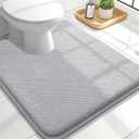OLANLY Toilet Rugs U-Shaped 24x20, Extra Soft Absorbent Thick Memory Foam Contour Bathroom Rugs, Dry Quickly, Machine Washable, Non-Slip Toilet Bath Mat, Home Decor Accessories, Light Grey