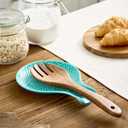 Ceramic Spoon Rest, 7.48 Inches Spoon Holder for Kitchen Counter, Kitchen Accessories, Dishwasher Safe, Turquoise