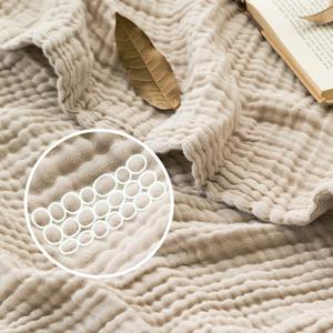 ACCOTIA Cotton Muslin Throw Blanket Gauze Linen Throws for Couch Bed Soft Lightweight Breathable Bedspread Coverlet All Season (50"X70", Khaki)