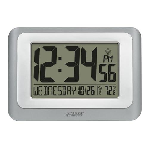 La Crosse Technology 513-88907-INT Digital Atomic Clock with Temperature - Cool Gray/Silver