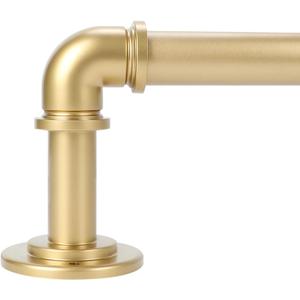 OLV Gold Industrial Curtain Rods for Windows 48 to 84 Inch(4 to 7 Feet), 1 Inch Diameter Blackout Wrap Around Adjustable Heavy Duty Window Drapery Rods, Indoor and Outdoor