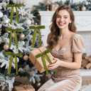 Artmag 24 Pcs Velvet Bows for Christmas Tree Rustic Bows Velvet Christmas Ornaments for Door Garland Wreath Gift Party Holiday Decoration (Width of 1 Inch,Olive Green)