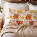 Fall Maple Leaf Decor Pillow Covers 18x18, Cozy Fall Home Bedroom Living Room Decor Aesthetic, Set of 2 (Fall-two-09)