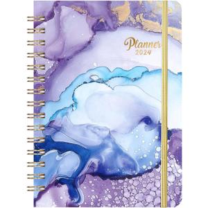 2 x 2024 Planner - Planner 2024, Jan 2024 - Dec 2024, 2024 Weekly Monthly Planner with Tabs, 8.4" x 6.3", Hardcover, Back Pocket, Elastic Closure
