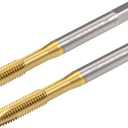 uxcell Spiral Point Plug Threading Tap M5 x 0.8 Thread, Ground Threads H2 3 Flutes, High Speed Steel HSS 6542, Titanium Coated, Metric Screw Taps Tapping Bit for Thread Repair, 2pcs