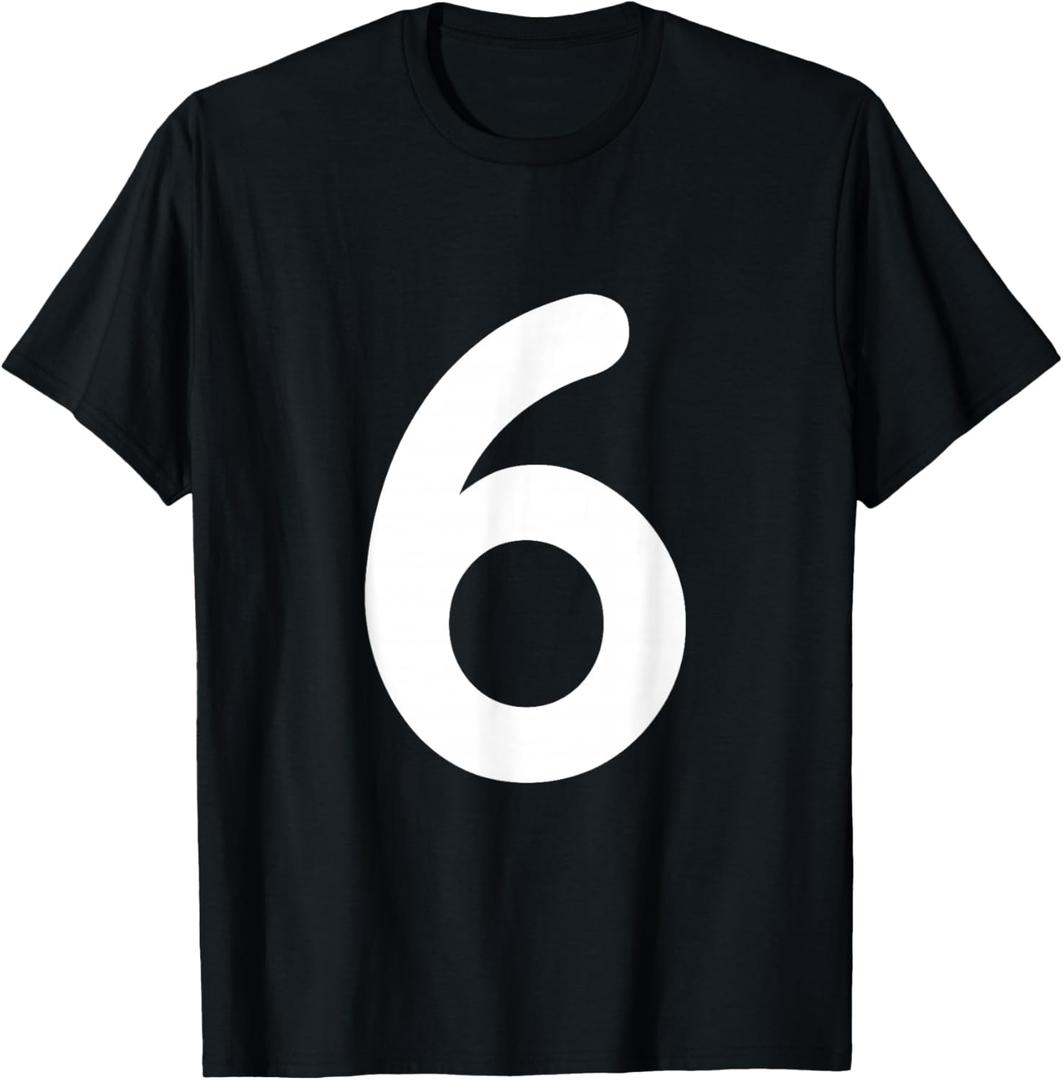 Number 6 Six Player Team Halloween Costume T-Shirt, Extra Large, Black 