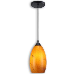Pendant Lighting, Modern Handblown Amber Color Glass, Oval Art Shade Hanging Light, Oil Rubbed Bronze Finish for Kitchen, Dining Room, Foyer Decor 4.7" Shade (1 Pack)