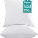 Oubonun 22x22 Throw Pillows Inserts, 2 Pack Square Decorative Pillows Inserts, Soft Fluffy Plump Pillow Sham Stuffer for Bed Couch Sofa Cushion