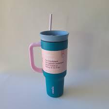 Owala Stainless Steel Triple Layer Insulated Travel Tumbler with Spill Resistant Lid, Straw, and Carry Handle, BPA Free, 40 oz, Dusty Pink