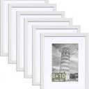 HappyHapi 8x10 Picture Frame Set of 6, 8x10 White Picture Frame Display Pictures 5x7 with Mat or 8x10 Without Mat. Wall Hanging Photo Frame or Tabletop Display Gallery Frame (White)