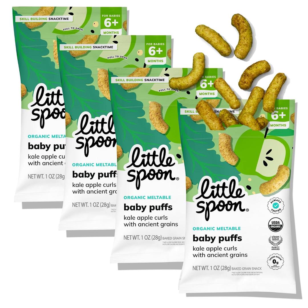 Little Spoon Kale Apple Meltable Baby Puffs, 1 Oz Bag, 4 Pack BBD: 01-13-27