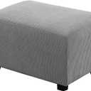 H.VERSAILTEX Ottoman Cover Slipcover Rectangle Fit Length 33"-38" Footrest Sofa Slipcovers Stool Cover Footstool Protector Covers Feature Stretch Thick Soft Jacquard Fabric Removable Washable - Dove
