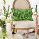 AVOIN colorlife St Patricks Day Clover Polka Dot Green Throw Pillow Cover, 12 x 20 Inch Check Shamrock Cushion Case Decoration for Sofa Couch