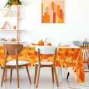 Remerry 20 Pcs Fall Leaf Tablecloths Plastic Table Cover Thanksgiving Table Cover Rectangular 54 x 108 Inch Turkey Pumpkin Leaf Tablecloths Autumn for Harvest Festival Party