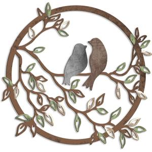 Ferraycle Metal Wall Art Bird on Tree Branch Silhouette Bird Art Decor for Living Room Garden Bedroom Office Home Wall Housewarming Party Decor(Dark Color)