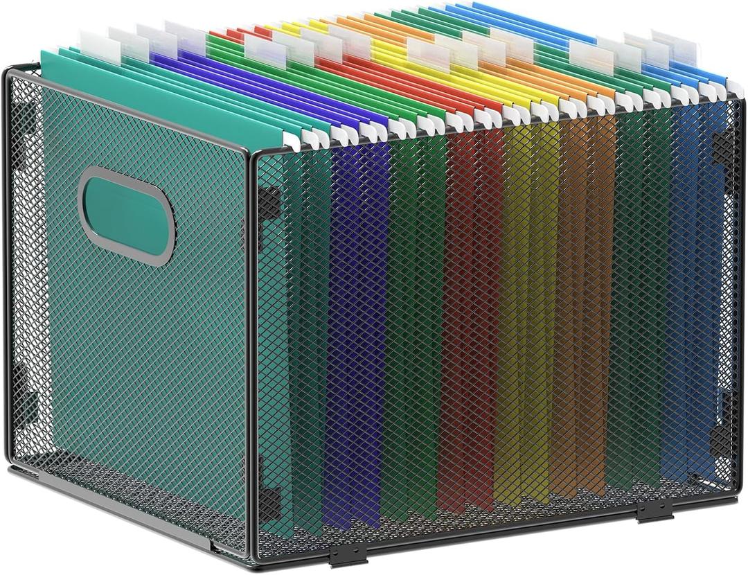 Hanging File Organizer, Mesh File Folder Organizer File Crate File Cabinet Inserts Storage Box, Letter Size