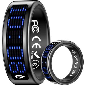 Yihou Smart Ring for Women Men Health Ring Fitness Tracker with Sleep Monitor Heart Rate Monitor Distance Screen Display for Android iOS Black 12