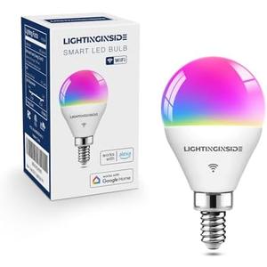 Lightinginside E12 Smart Light Bulbs 50W Equiv., G16.5 RGBCW Candelabra Chandelier Ceiling Fan Smart Bulb Works with Alexa/Google Home/Smart Life, 5W 550LM, 2.4G WiFi Bluetooth Bulb, ETL Listed, 1PC
