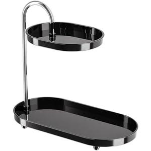 Tier Bathroom Organizer for Makeup and Accessories, 2-Tier Vanity Storage Shelf with Stainless Steel Brackets, 11.89x5.94x12.20 Inch Countertop Organizer for Cosmetics Toiletries Jewelry- Black, Pack of 2