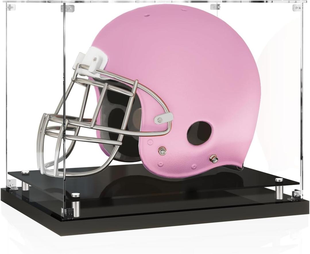 Full Size Helmet Display Case Football Case Display Clear - with Stainless Steel Screw Feet for Stability - Football Helmet Display CaseHat, Or Other Sports Memorabilia