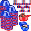 Sieral 36 Count Summer Baseball Helmet Snack Ice Cream Bowl 8 oz Mini Baseball Cap Plastic Dessert Sundae Candy Bowls with 36 Spoons for Kids Birthday Sports Party Supplies(Red, Dark Blue)