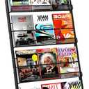 Brochure Display Stand 4 Layer Floor-Standing Magazine Rack Literature Newspaper Catalog Display Holder with Wheels and Top Billboard for Exhibitions,School, Hotel, Hospitals, Offices (Black)