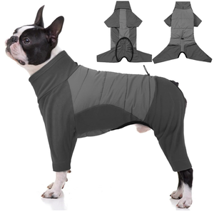 BRKURLEG Full Body Dog Winter Coat Warm Fleece Pullover Pajamas, Four Legs Covered Windproof, Turtleneck Dogs Snowsuit, Pet Cold Weather Clothes, M