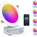 CLOUDY BAY [4 Pack 6inch Smart WiFi LED Recessed Lights,RGBCW Color Changing Recessed Lighting,Compatible with Alexa and Google Home Assistant,No Hub Required,15W 2700K-6500K,CRI90+ Wet Location (White)